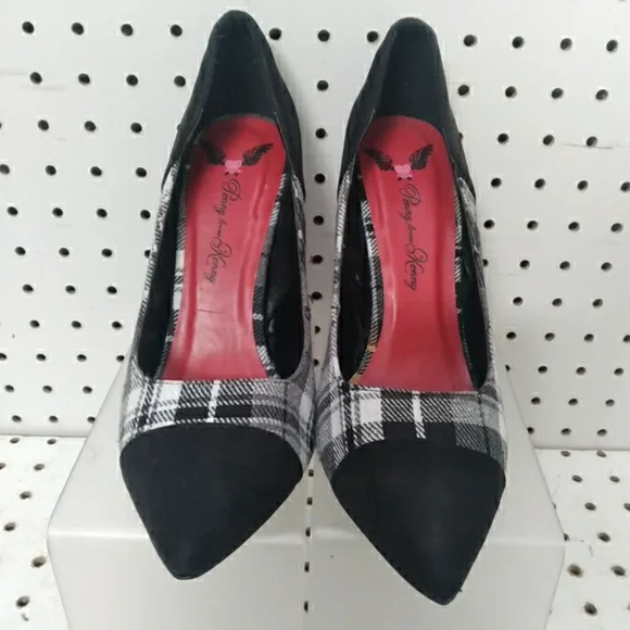 Penny Loves Kenny Black Women's Shoes| Plaid Pump Stiletto 4" High Heel Sz 8.5M - Picture 2 of 5